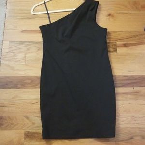 BCBG black one shoulder dress in large